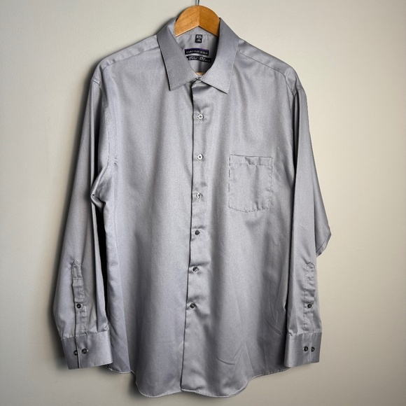 Geoffrey Beene Men's Classic Fit Dress Shirt Button Up Silver/Gray 18 - 34/35‎ - Picture 1 of 12